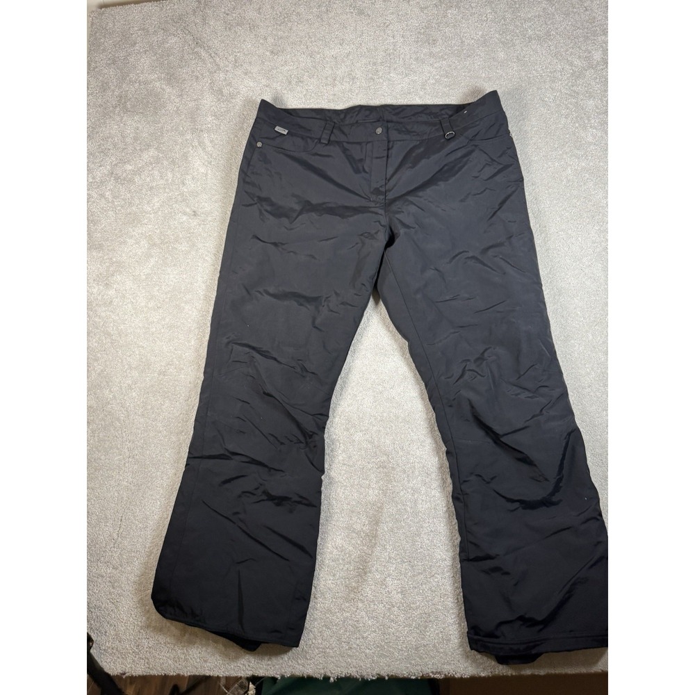 Obermeyer Ski Pants Women's 16 Black Mid Rise Straight Wide Zipper Pockets Lined